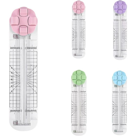 4-in-1 Multi-Function Paper Trimmer, Small Straight Slider Paper Cutter with Different Edges (1Pcs Pink)