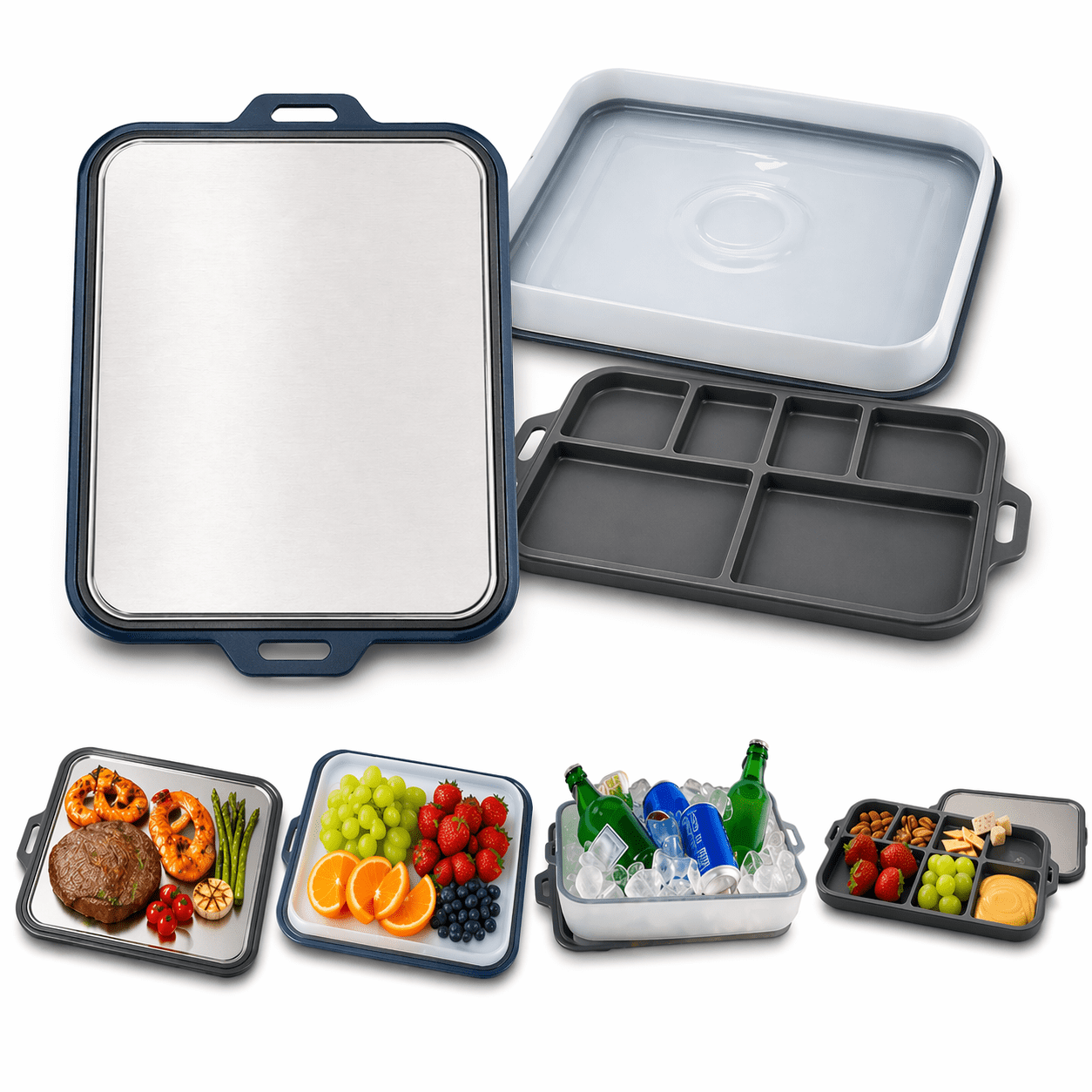 4-in-1 Multi-Purpose Serving and Entertaining Tray with Foldable ...