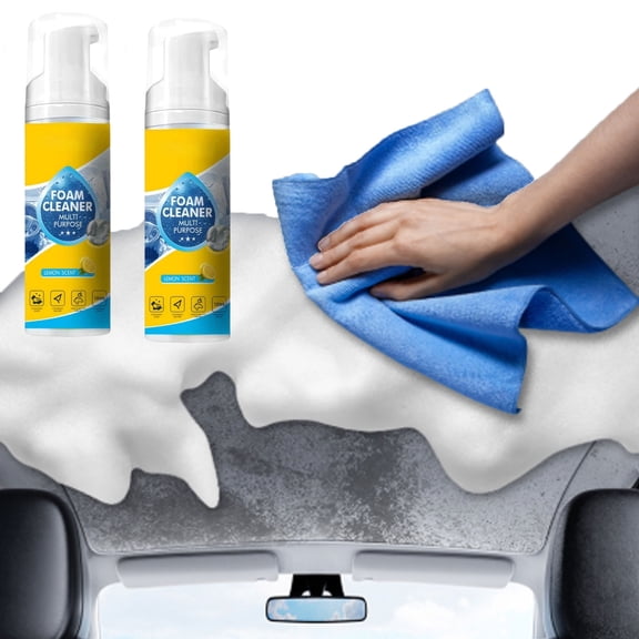 4-in-1 Multi-enzyme Foam Cleaner, 200ml Multi-Purpose Deep Cleaning Foam for Car, Kitchen, Bathroom & Sofa, No-Rinse Lemon Fresh Scent