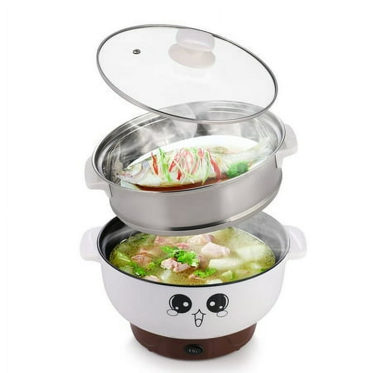 Multifunctional Electric Cooker Hot Pot Mini Non-stick Food Noodle Cooking  Skillet Egg Steamer Soup Heater