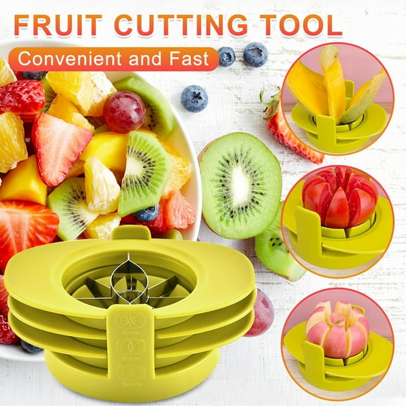 4-in-1 Multifunctional Fruit Slicer Set, Pear Orange Corer with 3 Stainless Steel Blades & Fixed Base, Dishwasher Safe, 7.2 Inch