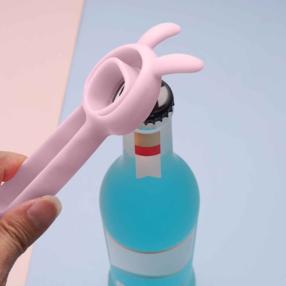 4-in-1 Multipurpose Bottle Opener, Purple, Easy-Grip Kitchen Tool for Bottle Caps, Jar Lids, Cans and Everyday Beverage Service