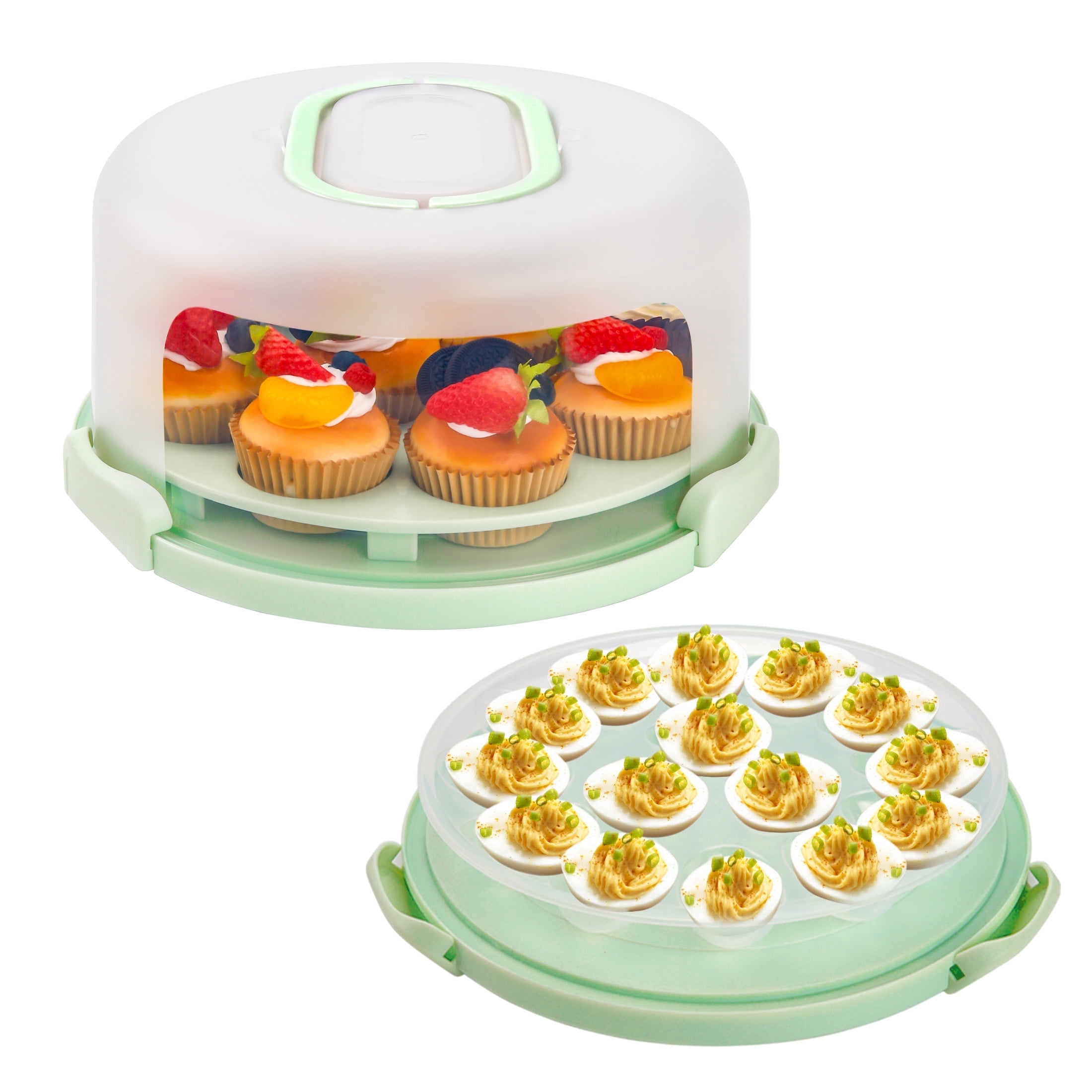 4-in-1 Multipurpose Cake Carrier Round Plastic Container with Lid