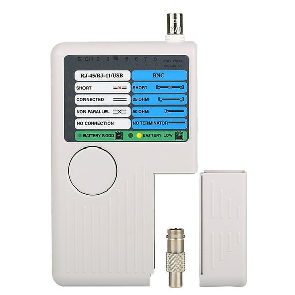 4-in-1 Network Cable Tester Fast Testing, Portable RJ-45, USB, BNC, Cat5, Cat6 Audible Annunciation