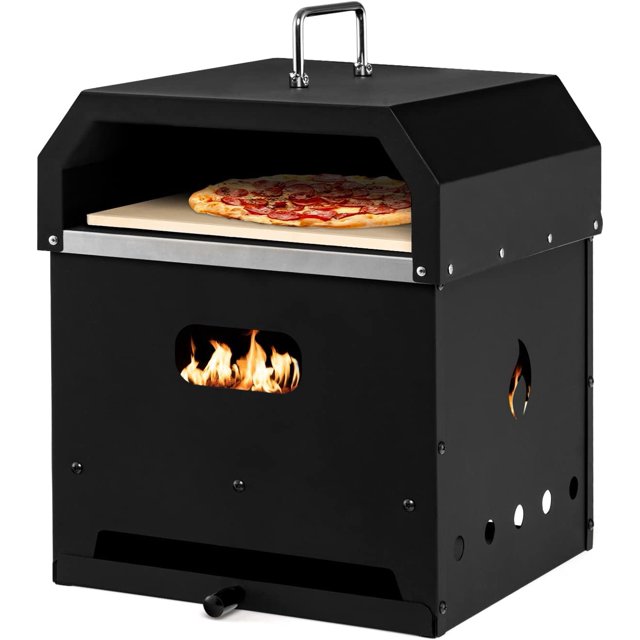 4in1 Outdoor Pizza Oven, Wood Fired 2Layer Pizza Maker with Cover