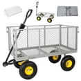 thumbnail image 1 of 4-in-1 Oversized Steel Dump Garden Cart , 880lbs Pullable Mesh Metal Garden Cart, All-Terrain Utility Cart with Removable Liner & Side Panels & Mesh Tray for Outdoor Lawn, Patio and Landscaping, Gray, 1 of 10