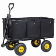 thumbnail image 1 of 4-in-1 Oversized Steel Dump Garden Cart , 880lbs Pullable Mesh Metal Garden Cart, All-Terrain Utility Cart with Removable Liner & Side Panels & Mesh Tray for Outdoor Lawn, Patio and Landscaping, 1 of 10