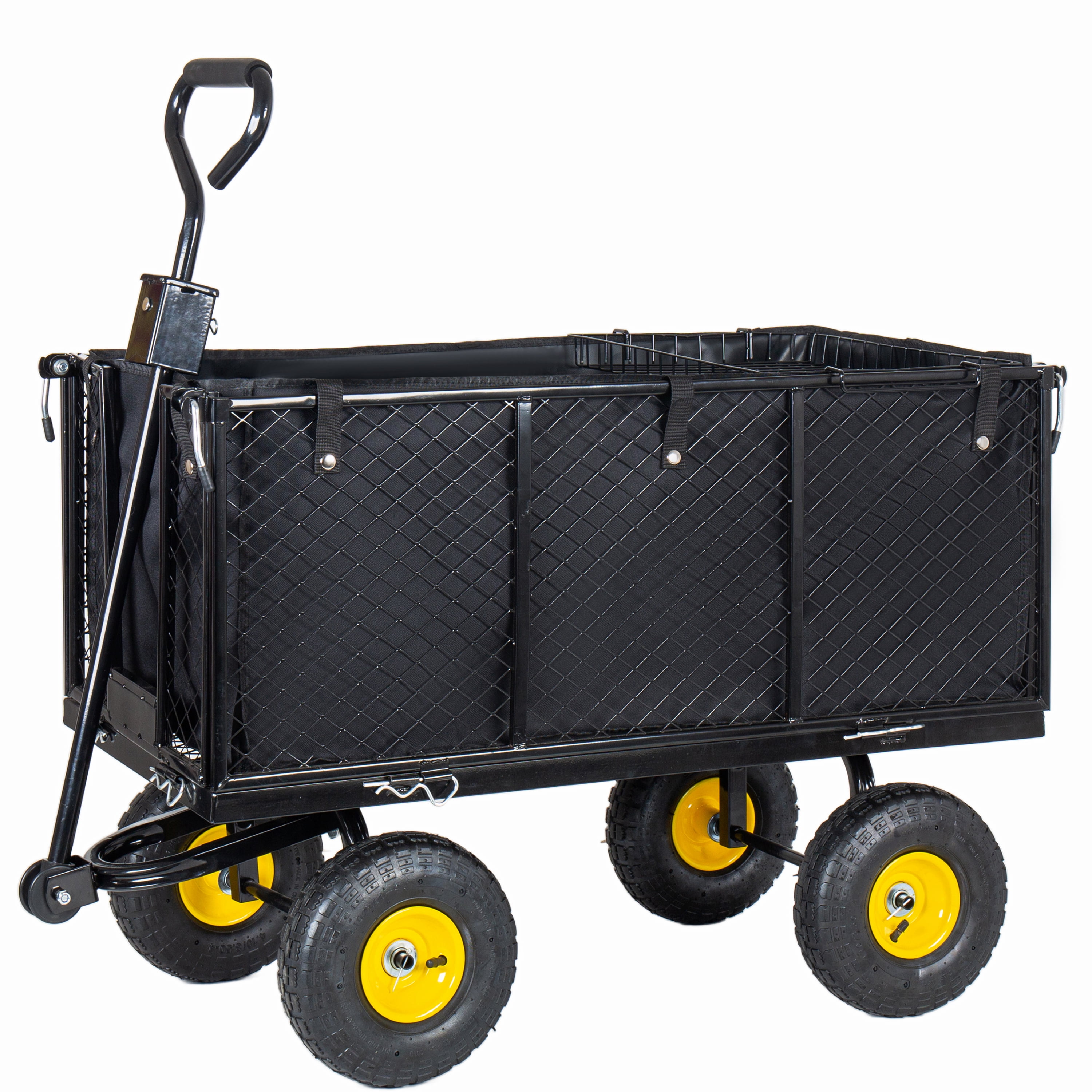 4-in-1 Oversized Steel Dump Garden Cart , 880lbs Pullable Mesh Metal ...