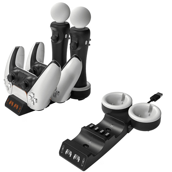 4-in-1 PSVR Move Controller Charging Dock | LED Indicator Charger Station for PS5