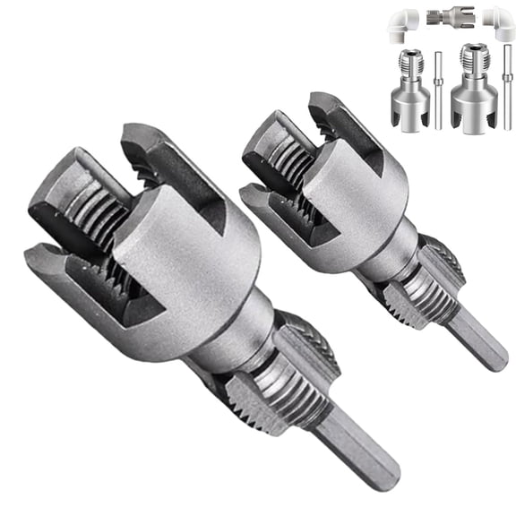 4-in-1 PVC Pipe Threader Tool for 1/2" and 3/4" Plumbing Pipes, Water Wrench Set for Drills