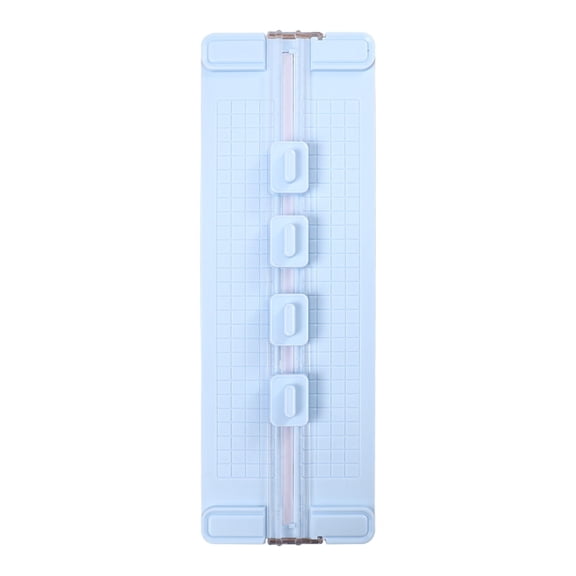 4-in-1 Paper Cutter, 14''x4.8'' with Security Safeguard & Side Ruler Paper Cutter Slider for Craft Paper,Card Stock,Label,Photo,Postcard, (1pc,4*blade head),Blue