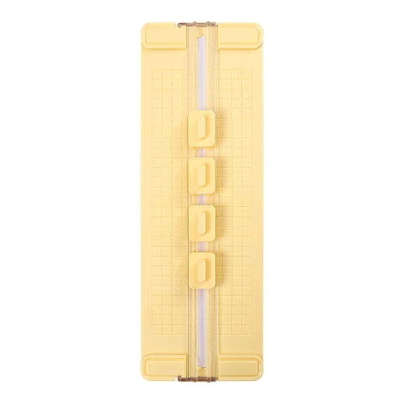 4-in-1 Paper Cutter, 14''x4.8'' with Security Safeguard & Side Ruler Paper Cutter Slider for Craft Paper,Card Stock,Label,Photo,Postcard, (1pc,4*blade head),Yellow
