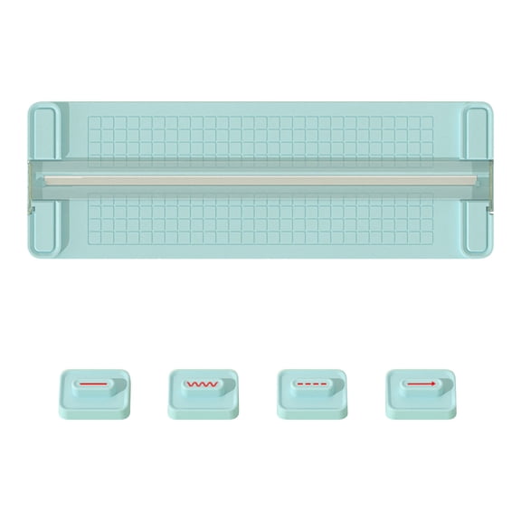 4-in-1 Paper Cutter, Bidirectional Paper Trimmer with 4 Interchangeable Blades for Straight, Wavy, Perforated & Crease Lines, Portable Craft Cutter for Scrapbooking, Photos, Cards