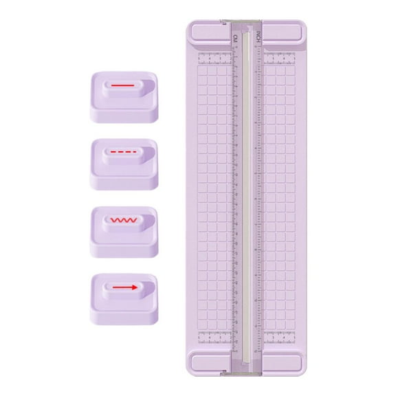 4 in 1 Paper Cutter with Replaceable Blades, A3 A4 A5 Trimmer with Straight Wavy Crease Perforated Cutting, Craft Scrapbook Tool with Ruler Grid