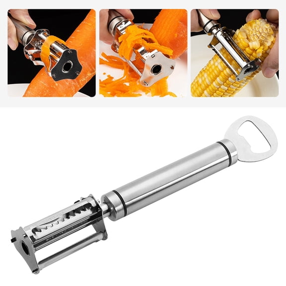 4-in-1 Peeler Kitchen Gadget  Corn Kernel Remover Tool, Multifunctional Vegetable Peeler, Stainless Steel Corn Shaver with Handheld Bottle Opener
