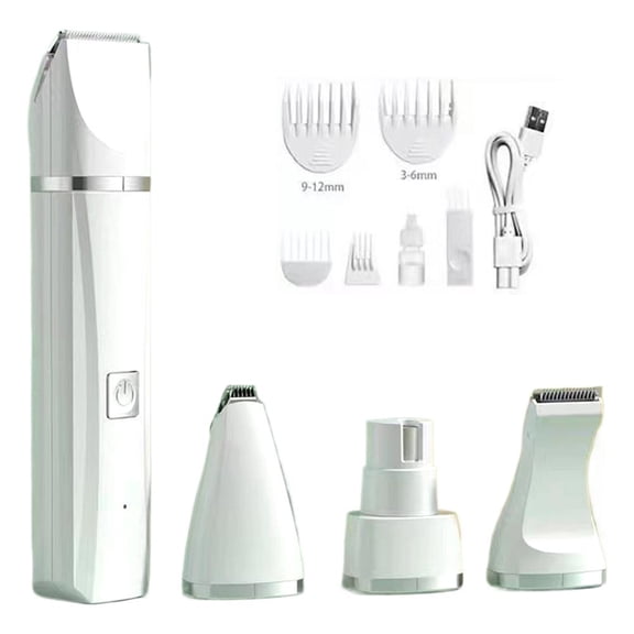 4-in-1 Pet Grooming Kit with Rechargeable Clipper and Interchangeable Heads