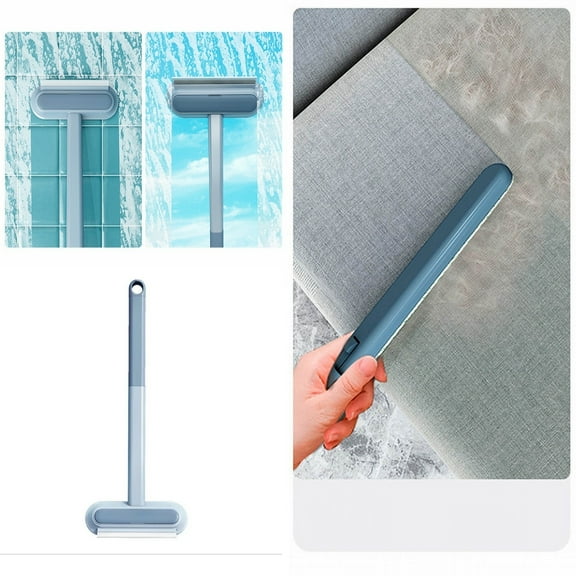 4-in-1 Pet Hair Remover & Window Cleaner - Reusable Lint Brush with Long Handle for Couch, Carpet, Furniture & Car Interior, Wet/Dry Dual-Use Cleaning Tool