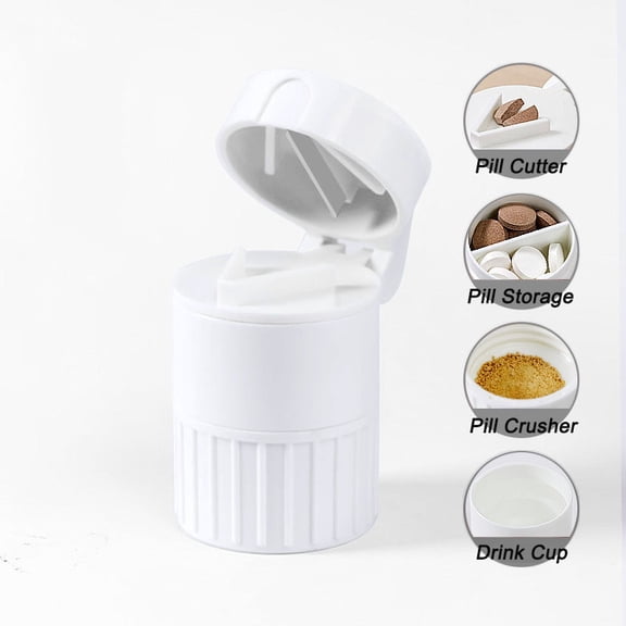 4-in-1 Pill Cutter, Crusher, Splitter & Storage Box – Plastic Medicine Organizer for Daily Use, Easy Tablet Cutting, Portable Pill Dispenser with Secure Lid, Ideal for Travel and Home Use