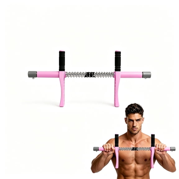 4-in-1 Portable Arm and Leg Exerciser, Adjustable Resistance Spring Thigh Trainer with Anti-Slip Handles, Home Gym Equipment for Men Women, Pink
