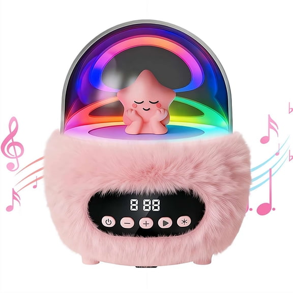 4-in-1 Portable Bluetooth Speaker with RGB Light & Alarm Clock, Cute Cartoon Star Design, Night Light for Kid Gift