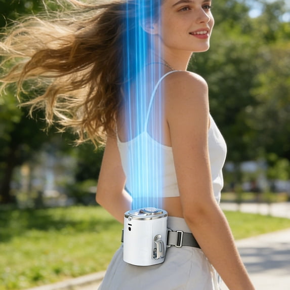 4-in-1 Portable Ice Cooling Waist Fan, High-Speed Hands-Free Neck Fan with Large Battery for Outdoor Hiking Camping Work