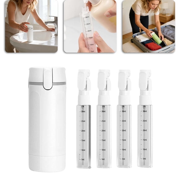 4-in-1 Travel Dispenser Bottles – 30ML Refillable Leak Proof Organizer, Portable for Shampoo Lotion (Flight Accessories/Vacation Essentials) ,White