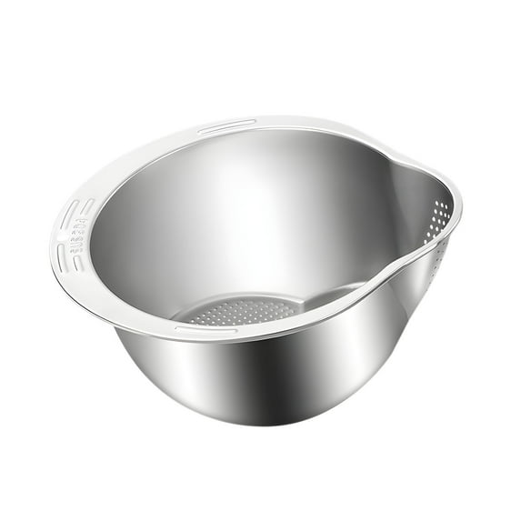 4-in-1 Rice Washer Strainer Bowl – Stainless Steel Rinser with Side Drainers, Small Colander for Vegetables, Beans, Quinoa