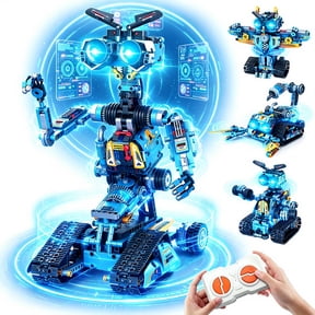 4-in-1 Robot Building Kit for Kids Ages 6–12+ Compatible with lego , STEM Educational Robot Building Blocks with Remote Control, Creative Gift for Kids Boys and Girls Age 6 7 8 9 10 11 12+