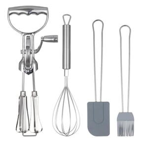 4-in-1 Rotary Egg Beater Set: Efficient Manual Mixer with Silicone Brush