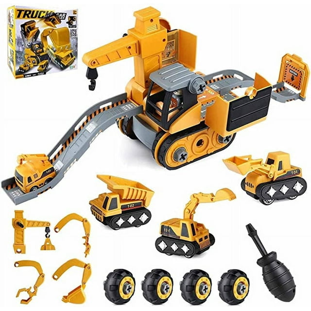 4 in 1 STEM Engineering Building Toy for Boys, Take Apart Truck Car