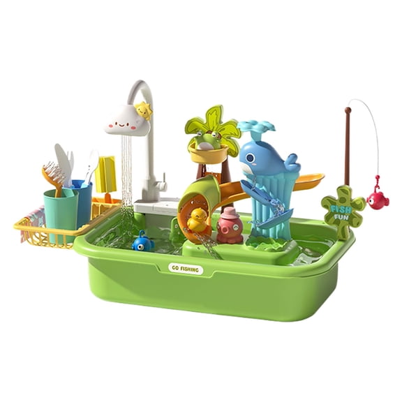 4-in-1 Sand Water Table, Kitchen Play Sink Toys with Electric Water Pump, Birthday Gifts - Water Table - A