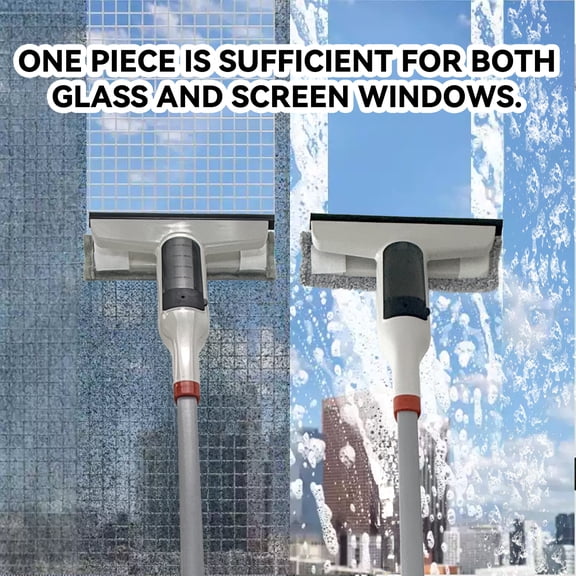 4-in-1 Screen/Glass Cleaning Kit-Magic Window Cleaning Brush, Retractable Handle. Screen Cleaning Tool; Versatile - can be used to clean window screens and glass, Household Door and Window Cleaning B