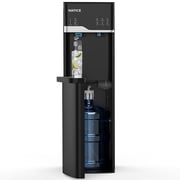 4-in-1 Self-Cleaning Water Dispenser with Ice Maker, Bottom Loading Hot & Cold Water Cooler for 3 or 5 Gallon Bottle - Water Machine for Home, Office, Black
