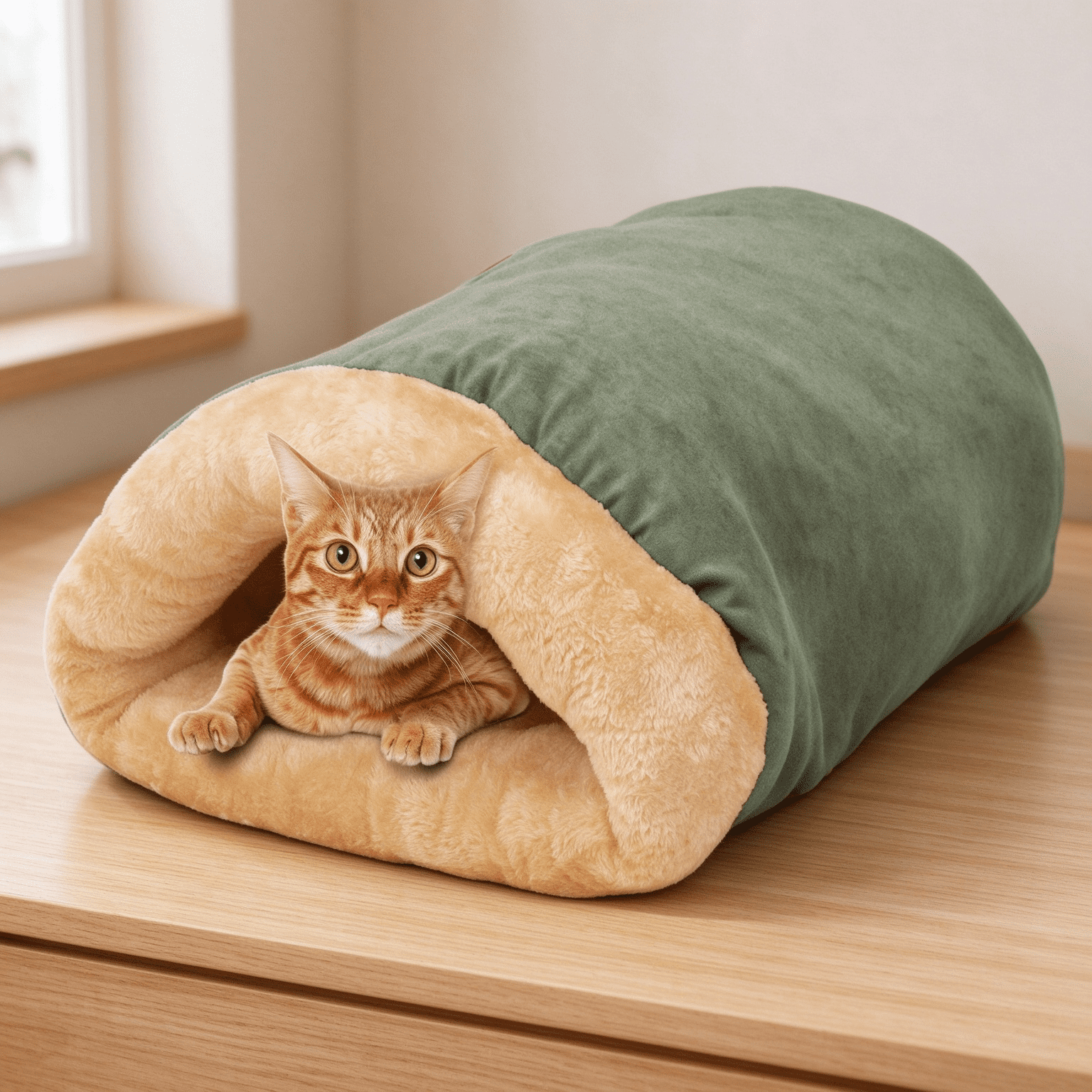 4 in 1 Self Warming Burrow Cat Bed – Hideaway Sleeping Cuddle Cave for ...