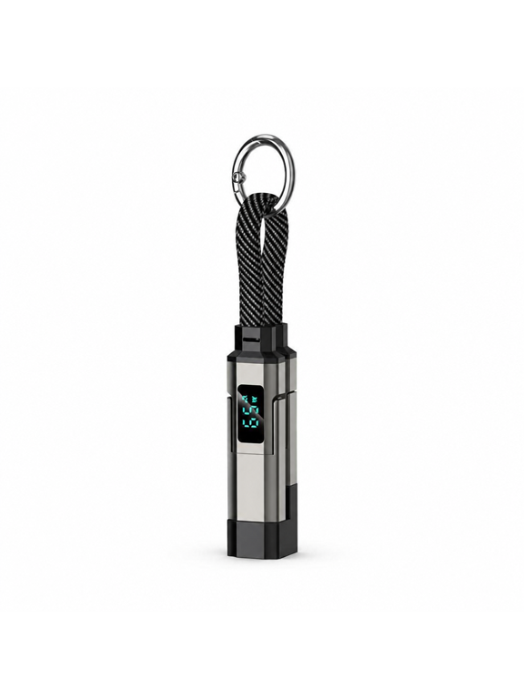 4 in 1 Short Type C Keychain Lanyard Data Cables with LED Display,Braided PD Fast Charging Cord for iPhone 17,Samsung Galaxy A17