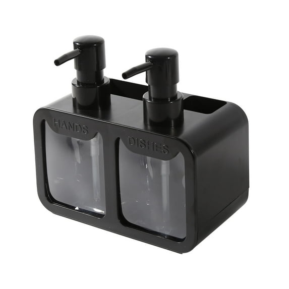 Trio Essentials Hand and Dish Soap Dispenser, Sponge Caddy and Brush Holder 4-in-1 Kitchen Dual Soap Dispenser