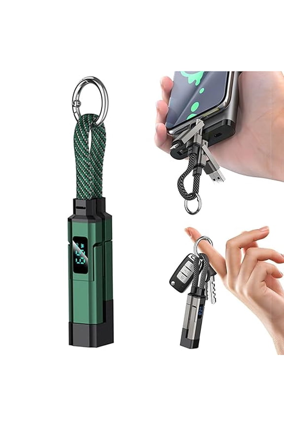 4-in-1 Smart Digital Display Keychain, 4 in 1 Charging Cable, 65w Fast Charging Data Cord with Led Display, USB C Keychain Portable Cord for Tablet, Laptop, Computer