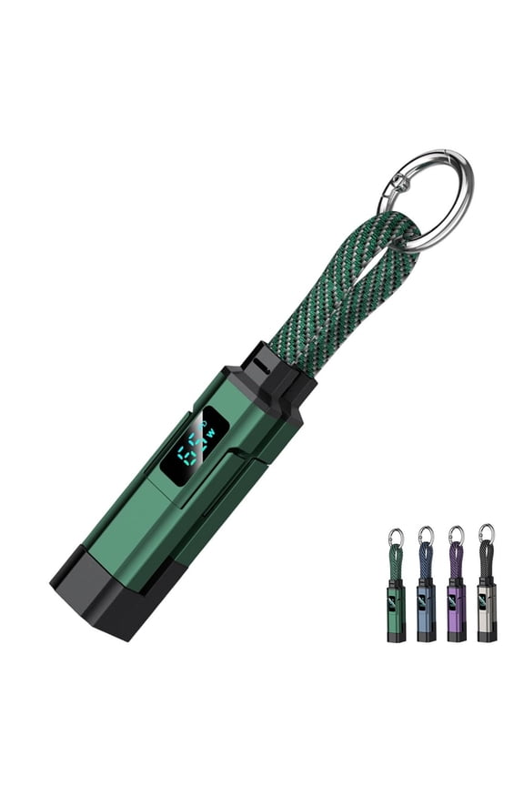 4-in-1 Smart Digital Display Keychain, LED Power Display, 65w USB C Fast Charging Short Cable for iPhone, USB C Devices, Tablets, Laptops