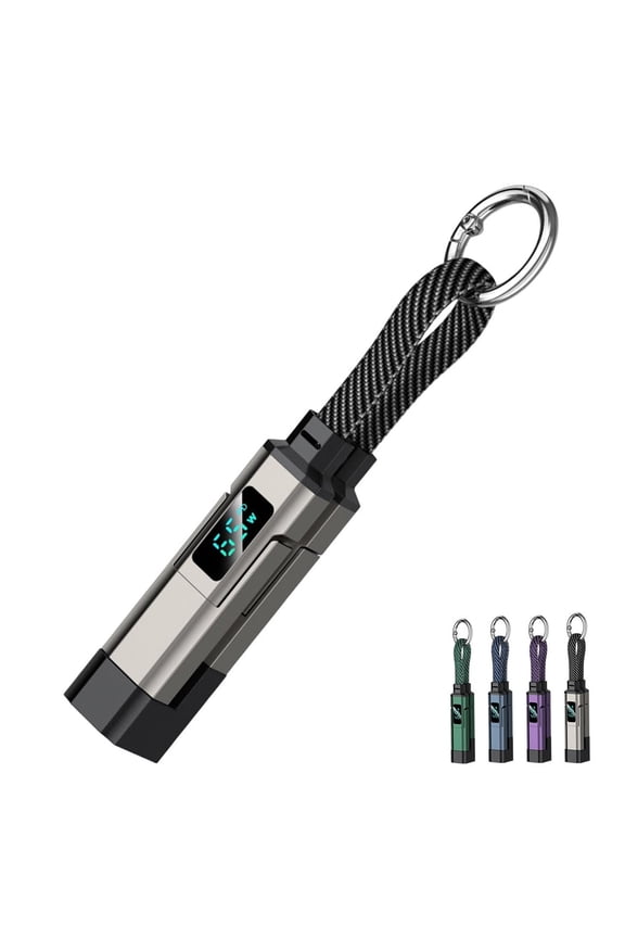 4-in-1 Smart Digital Display Keychain, LED Power Display, 65w USB C Fast Charging Short Cable for iPhone, USB C Devices, Tablets, Laptops
