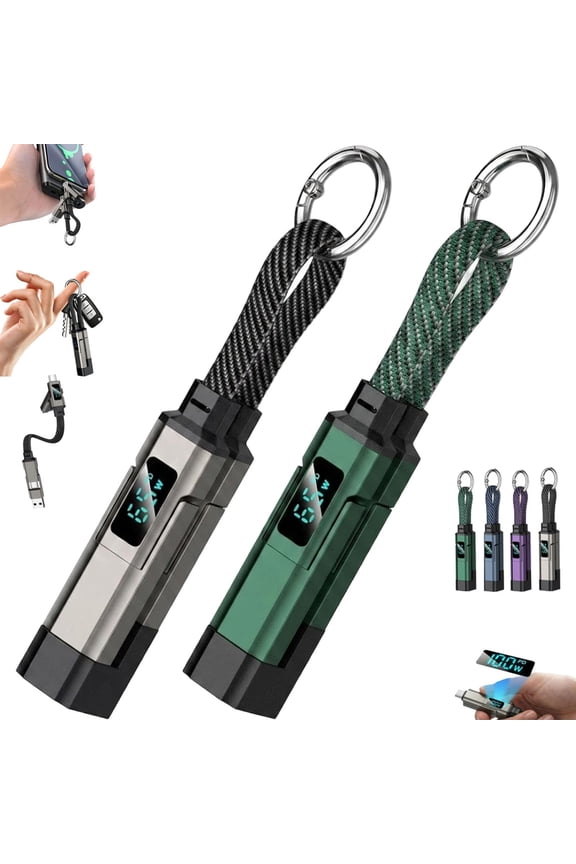 4-in-1 Smart Digital Display Keychain,four-in-one Smart Display Keychain Charging Cable Features An LED Display and Lanyard, and Supports 65W Fast Charging.