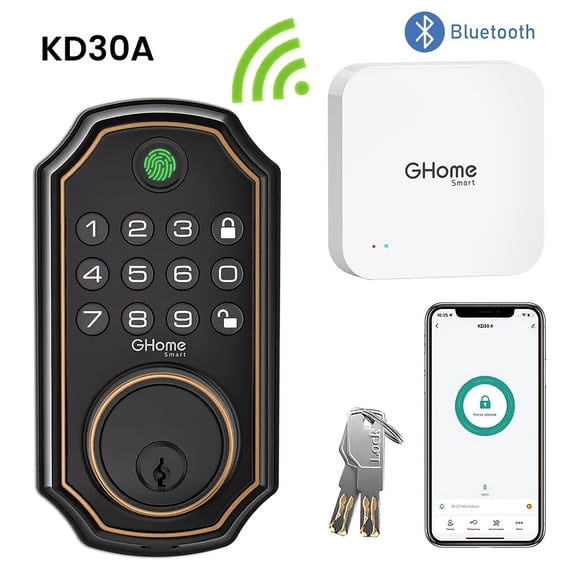 4-in-1 Smart Door Lock: Fingerprint, Password, Key & APP Unlock, 50 Passwords, Anti-Peep, Temporary Code, Google Home/Tuya, Auto-Lock, Easy Install