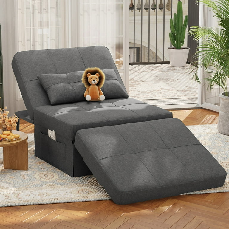 Convertible Sleeper Sofa with Adjustable Backrest, 4 in 1 Sleeper Bed Chair with 36” Width Ebern Designs Fabric: Dark Gray Polyester Convertible Sleeper Sofa with Adjustable Backrest, 4 in 1 Sleeper Bed Chair with 36” Width Ebern Designs Fabric: Dark Gray Polyester