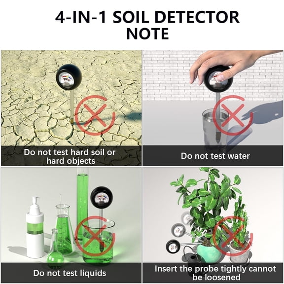 4-in-1 Soil Tester, Battery Free Plant Moisture Meter with PH/Moisture/Light Test/Fertilizer, Soil PH Meter for Garden, Lawn, Potted Plants, Farm (90 Rotation)$$Garden & Patio