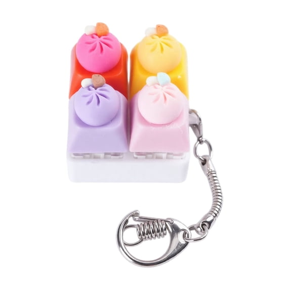 Fidget Button Key Chain 4-in-1 Sound Keyboard Fidget Toy,Cute Dumpling Clicker Keychain,Mix ...