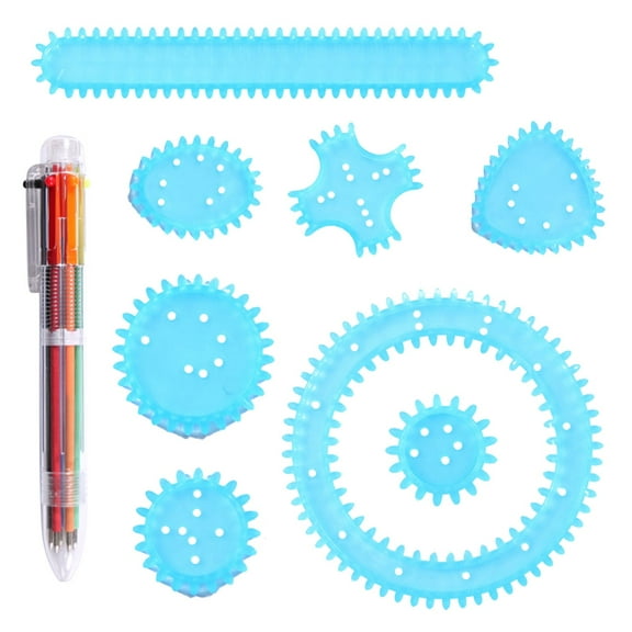 4-in-1 Spirograph Drawing Set with Kaleidoscope Ruler Stencils, Reusable Washable Pattern Drawing Board for Kids, Students & Artists, Screen-Free Art and Geometry Designs