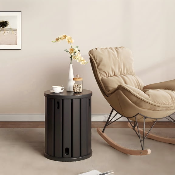 4-in-1 Stackable Wooden Stools Set, Round Nesting Side Table, Multi-Layer Rotatable Storage Accent Stool for Dining Living Room Entryway