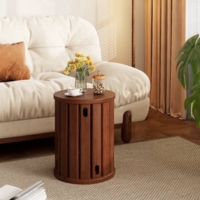 4-in-1 Stackable Wooden Stools Set, Round Nesting Side Table, Multi-Layer Rotatable Storage Accent Stool for Dining Living Room Entryway