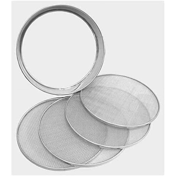 4 in 1 Stainless Steel Interchangeable Sieve Set of 5 Flour Chalni Spices Food Strainers Atta Chalni Jaali Channi Atta Maida Strainer Silver
