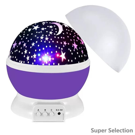 4-in-1 Starry Sky Projector Night Light, Rotating Galaxy Moon Lamp For Nursery Room, Baby Kids Bedroom Decor With Calming LED Stars, Ceiling & Wall Projection,Purple