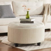 4-in-1 Storage Ottoman with Hidden Compartment, No Assembly Required. 29-Inch Multifunctional Footrest, Coffee Table & Seat, Holds 300lbs, 26 Gallon Capacity.